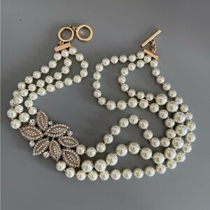 Anne Klein women’s white triple pearl choker necklace